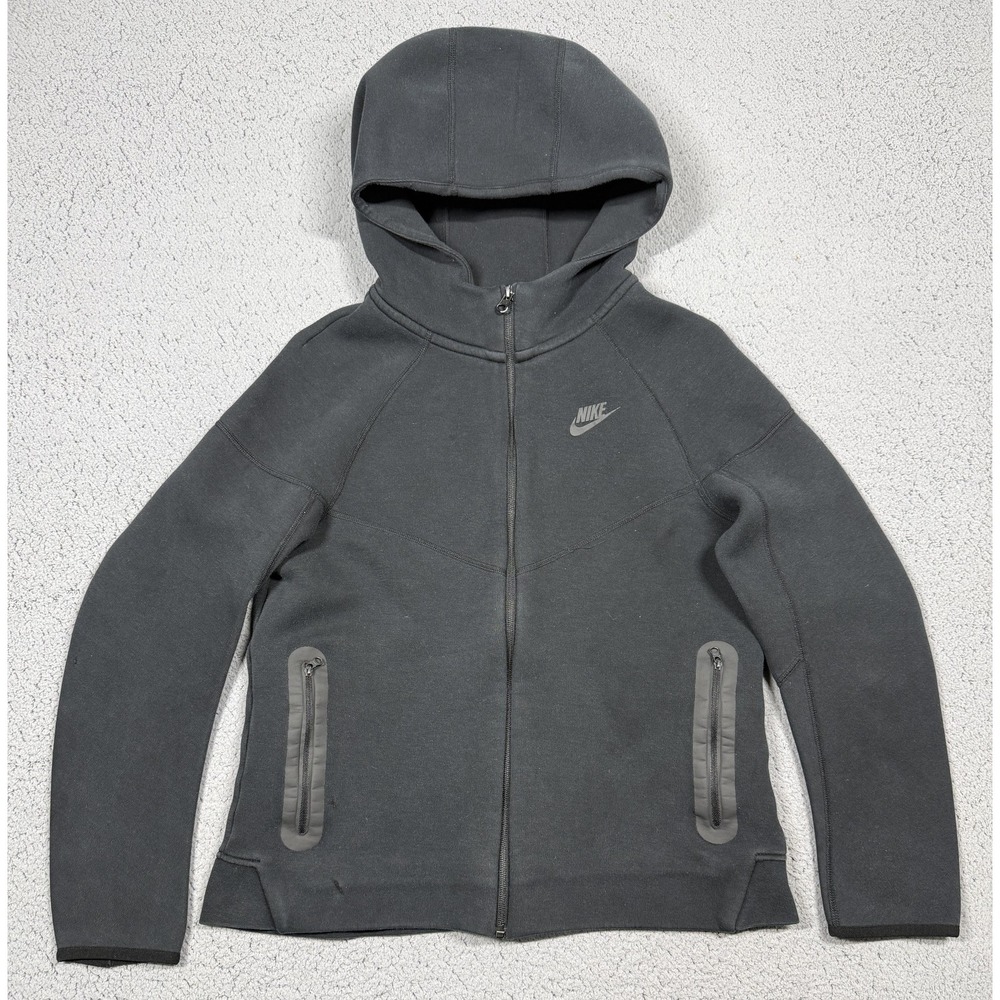 Nike Tech Fleece Hoodie Youth XL Black Full Zip Zip Pockets Jacket FD3285-010
